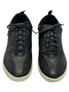 Easy Spirit Freney8 Women Black Leather Sneakers 10M Casual Comfort Arch Support